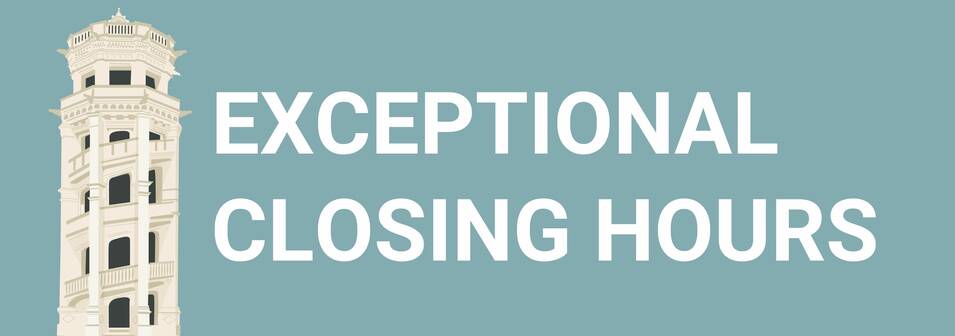 Closing at 5 p.m. on December 24 and 31, and January, 4